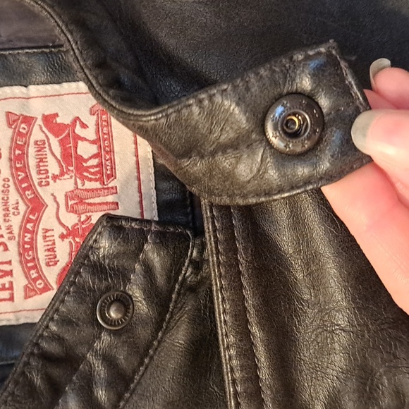 Levi Strauss Mens Jacket, Distressed Moto Style, Black (Faux Leather) L/XL - Picture 6 of 15